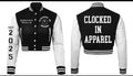 CLOCKED IN APPAREL WOMENS CROP VARSITY JACKETS